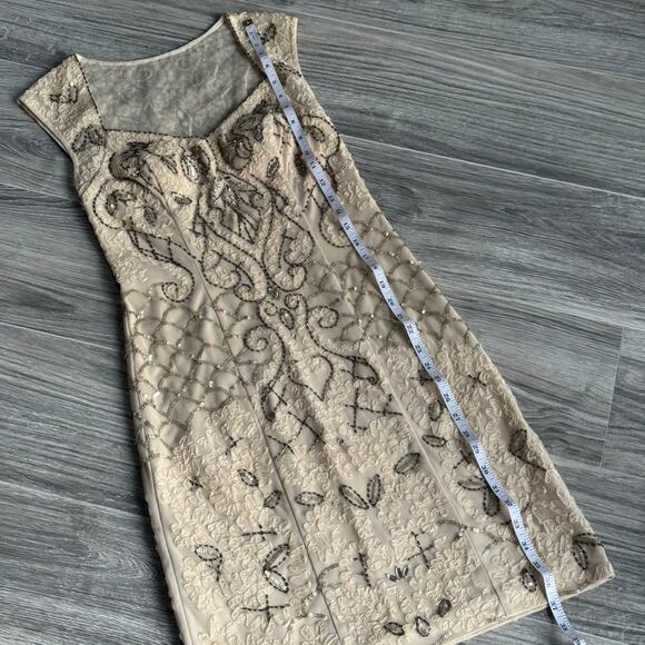 Sue Wong Embellished Cocktail Dress Size 2 Champagne Beaded - Picture 12 of 16
